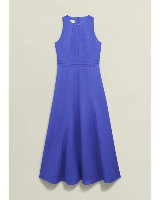 Hobbs Blue Harewood Linen Blend Maxi Dress