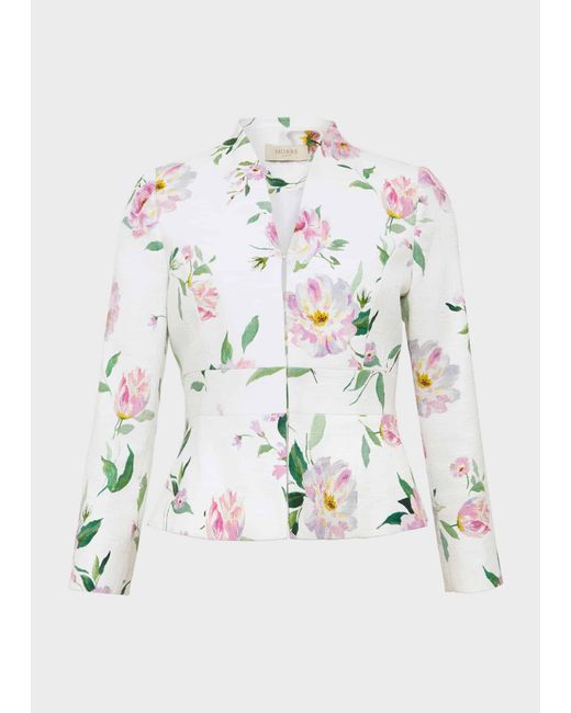 Hobbs White Suzanna Floral Tweed Jacket