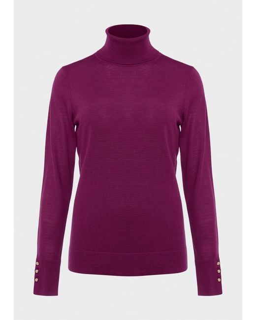 Hobbs Purple Lara Merino Wool Roll Neck Jumper