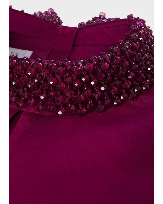 Hobbs Purple Marcella Silk Blend Beaded Dress