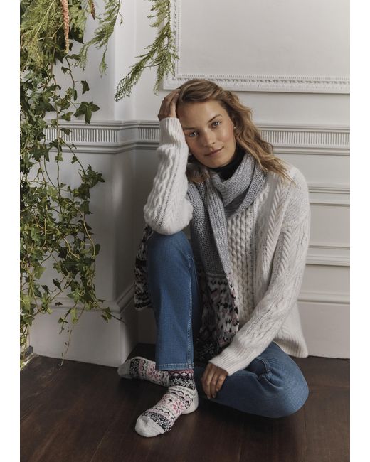 Hobbs Gray Deanna Fairisle Scarf With Wool