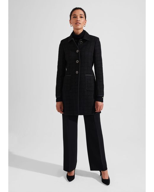 Hobbs Black Elaine Tweed Coat With Wool