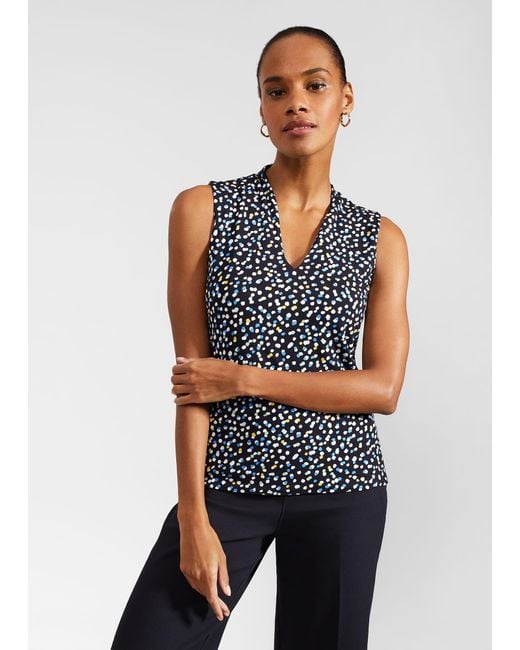 Hobbs Blue Aimee Sleeveless Printed Top