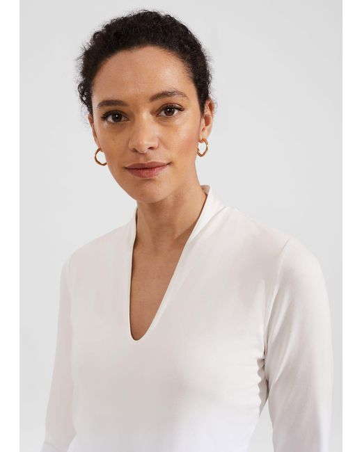 Hobbs White Aimee Double Fronted Top