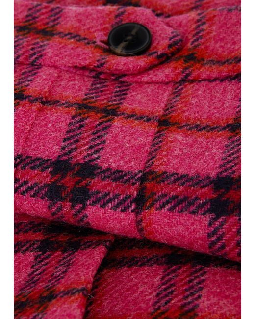 Genevieve Wool Check A Line Skirt