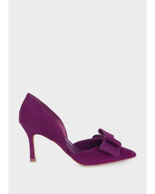 Hobbs Purple Elva Suede Bow Court Shoes