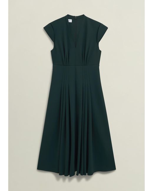 Hobbs White Sophie V Neck Pintuck Dress