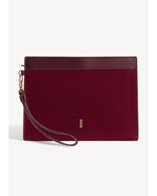 Hobbs Red Catherine Suede Wristlet