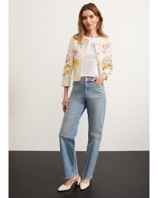 Hobbs White Hinton Floral Embroidered Jacket