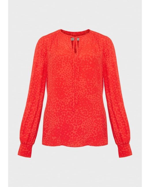 Hobbs Red Alison Blouse