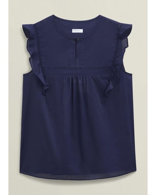 Hobbs Blue Joy Cotton Blouse