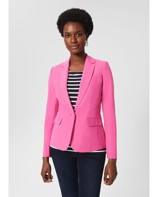 Hobbs Pink Blake Silk Linen Jacket