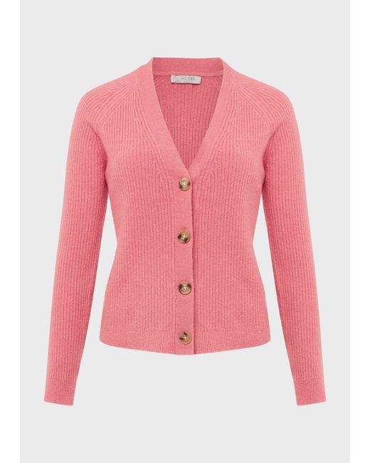 Hobbs Pink Chloe Ribbed Cardigan