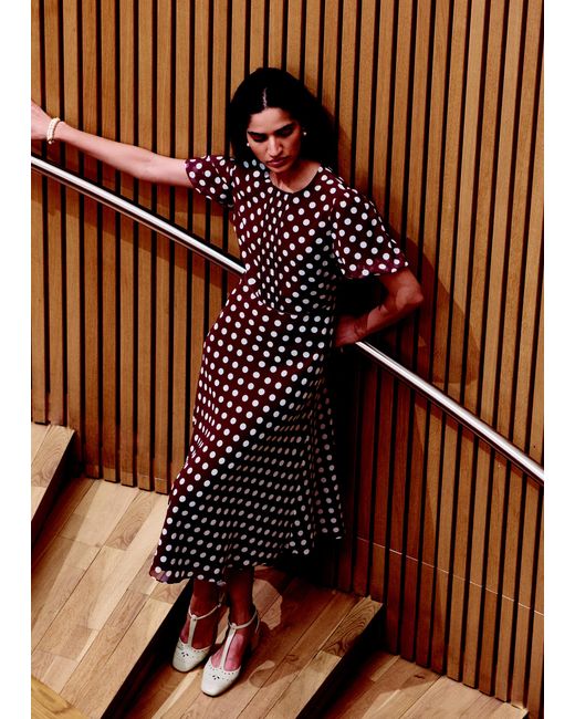 Hobbs Natural Dorothy Spot Midi Dress