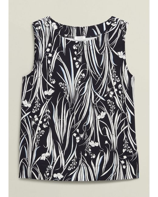 Hobbs White Maddy Cotton Printed Top