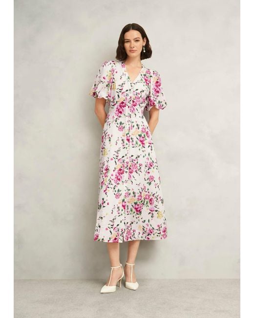 Hobbs Pink Taylor Linen Dress