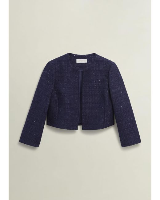 Hobbs Blue Prisha Sequin Tweed Jacket