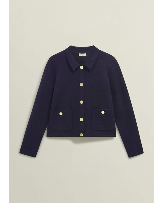 Hobbs Blue Daisy Cotton Wool Knitted Jacket