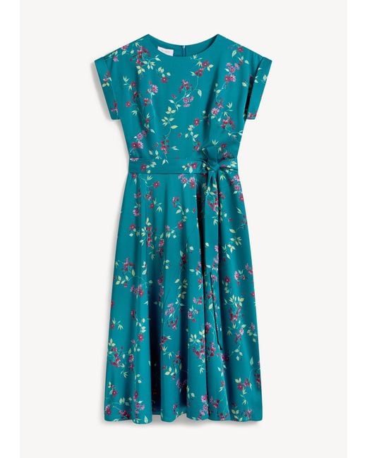 Hobbs Blue Alba Floral Satin Dress