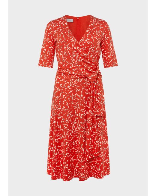 Hobbs Red Dina Jersey Wrap Dress