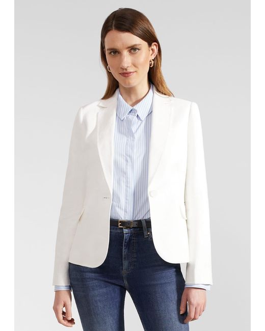 Hobbs White Petite Blake Linen Jacket
