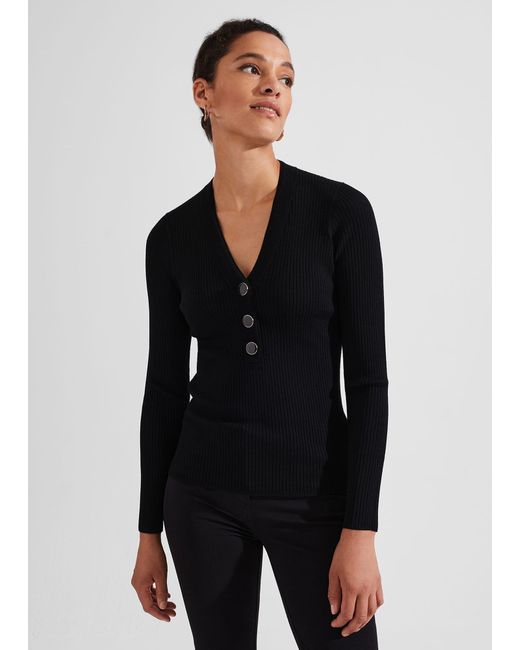 Hobbs Black Kaya Ribbed Jumper