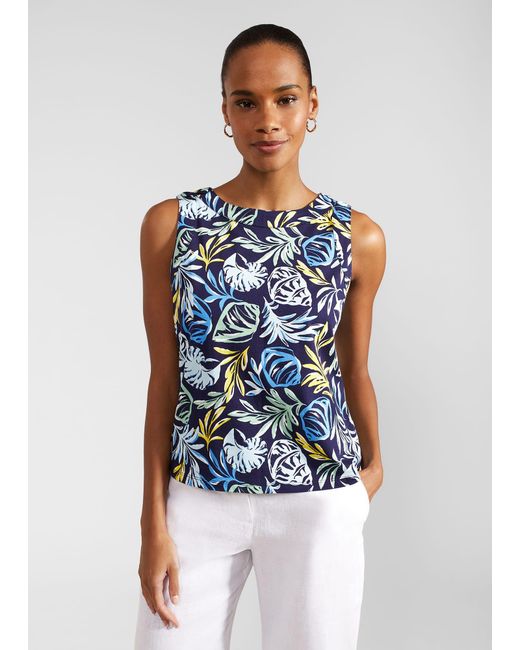 Hobbs Blue Maddy Cotton Printed Top