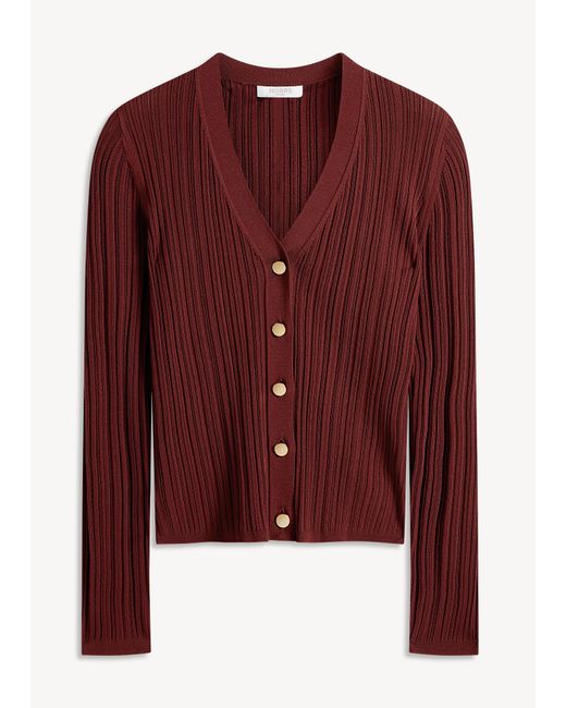 Hobbs Red Etta Ribbed Cardigan