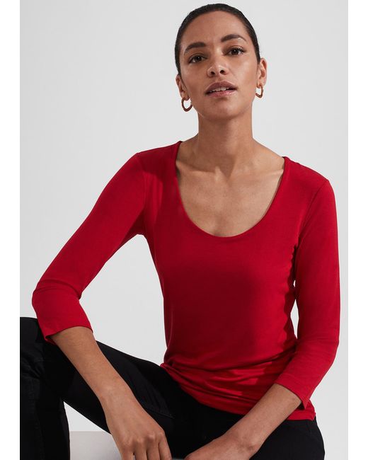 Hobbs Red Daisy Double Fronted Top