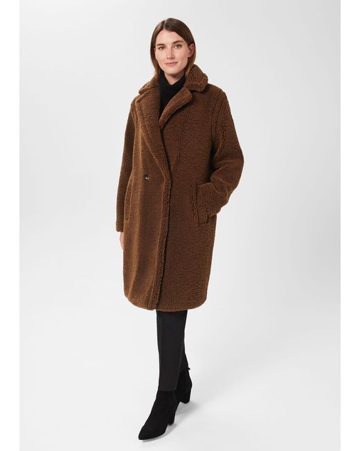 Hobbs Synthetic Clare Teddy Coat in Brown Lyst