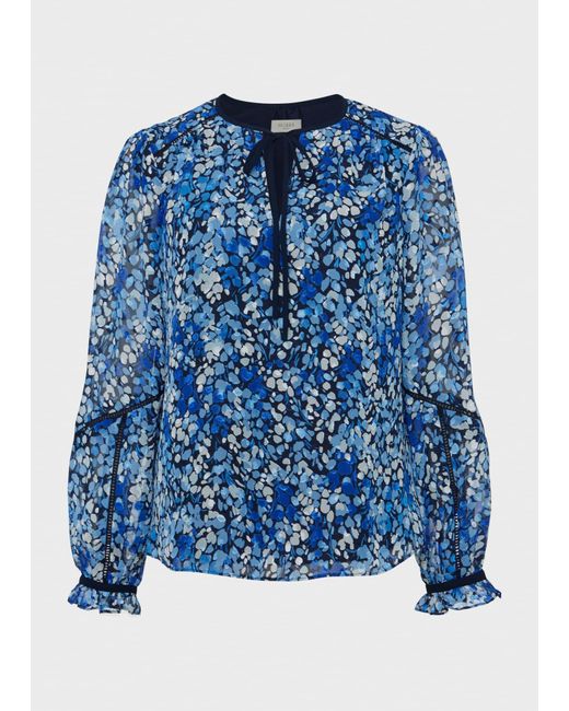 Hobbs Blue Sasha Sheer Floral Top