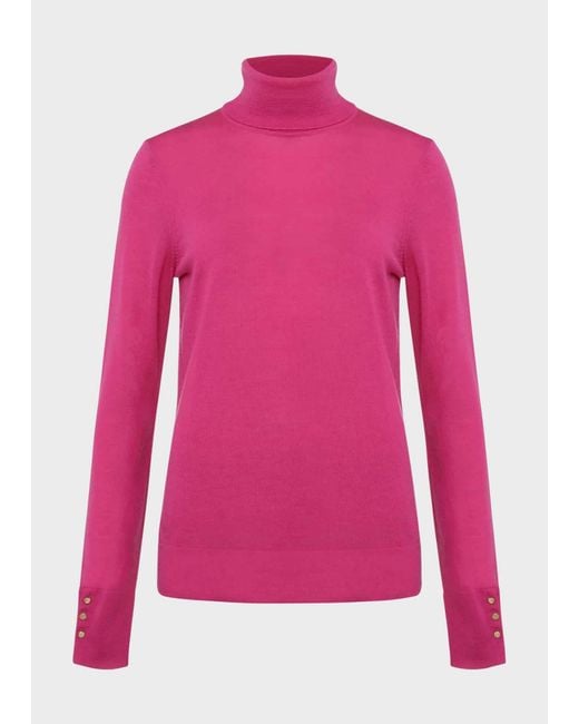 Hobbs Red Lara Merino Wool Roll Neck Jumper