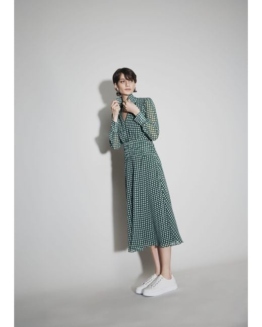 Hobbs Blue Longstock Geo Midi Dress