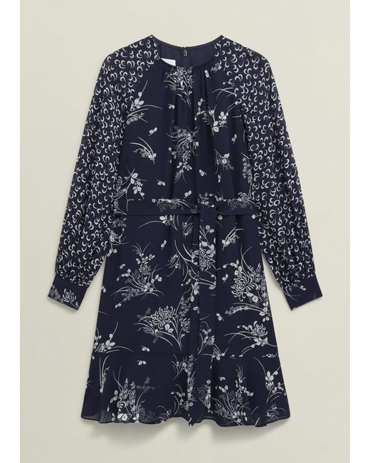 Hobbs Blue Rosie Tie Mini Dress