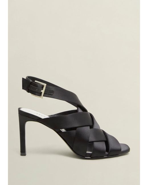 Hobbs Black Velma Satin Sandals