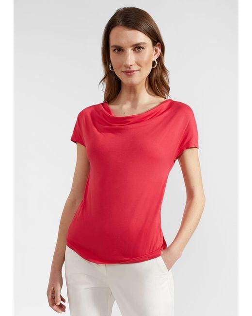 Hobbs Red Cathy Cowl Neck Top