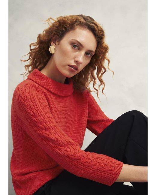 Hobbs Red Camilla Cotton Jumper
