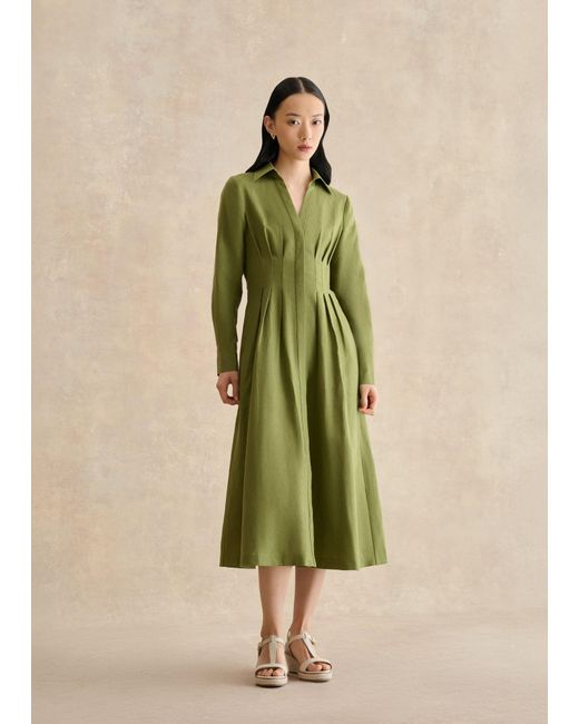 Hobbs Green Chrissy Linen Dress