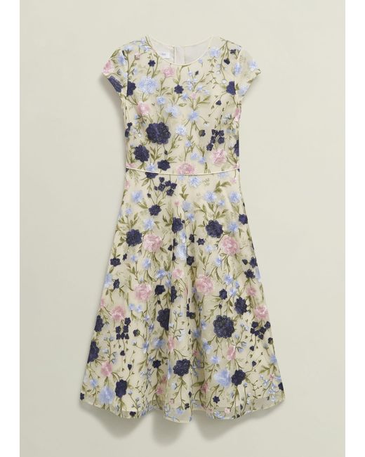 Hobbs Tia Embroidered Dress in Natural | Lyst UK