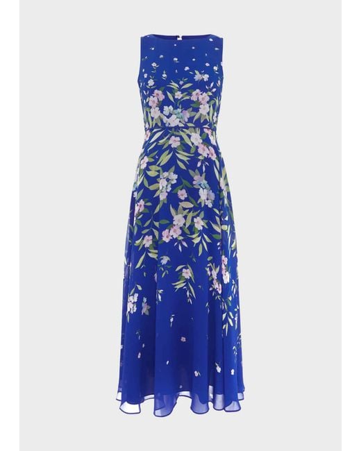 Hobbs Blue Carly Floral Midi Dress