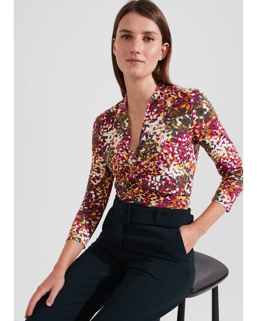 Hobbs Red 'Chiara Printed Top