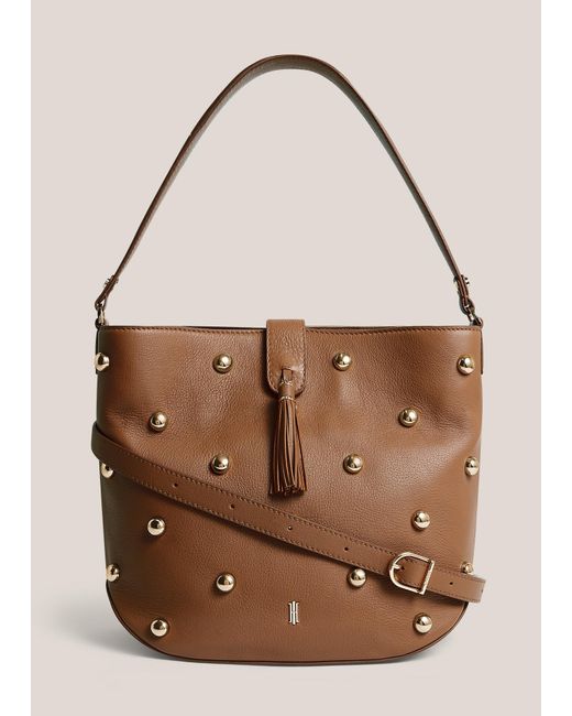 Hobbs Yellow Brooke Studded Leather Bag