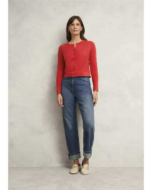 Hobbs Red Michelle Cotton Blend Cardigan