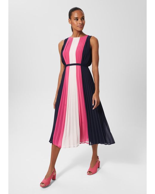 Hobbs Multicolor Claudia Pleated Fit And Flare Dress