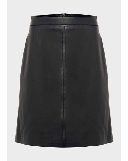 Hobbs Black Annalise A Line Leather Skirt