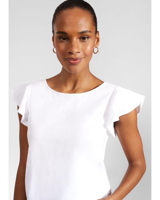 Hobbs White Nessie Cotton Slub Top