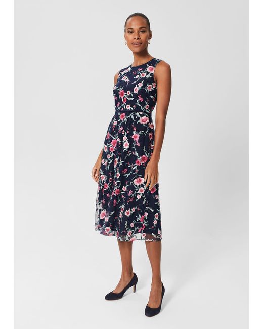 Hobbs Blue Rosella Embroidered Floral Dress