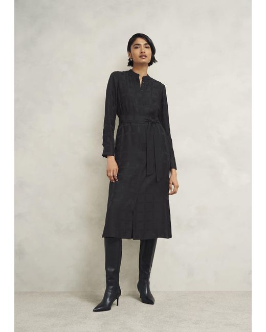Hobbs Natural Silk Jacquard Insignia Sloane Dress