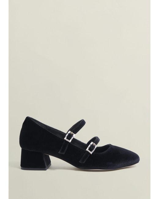 Hobbs Black Rosaleen Velvet Heeled Mary Janes