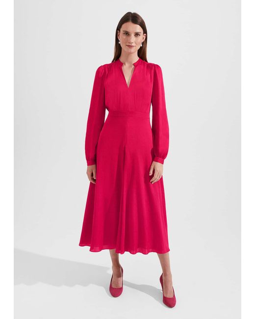 Hobbs Red Petite Ivanna Fit And Flare Dress
